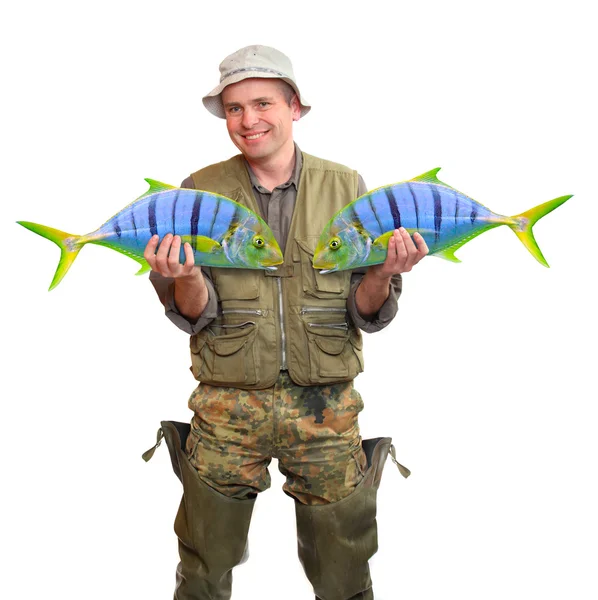 The fisherman with big fish. Success concept. — Stock Photo, Image