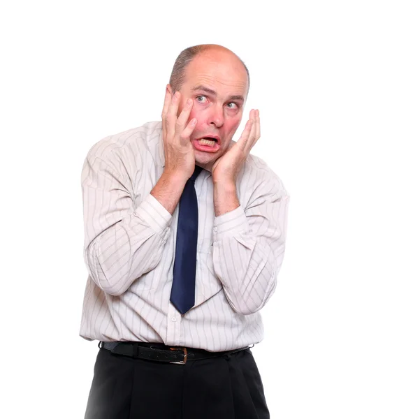 Hombre de negocios frustrado sobre fondo blanco . — Foto de Stock