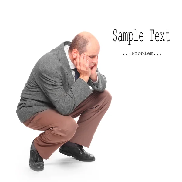 Frustrated senior businessman with easy removable text. — Stock Photo, Image