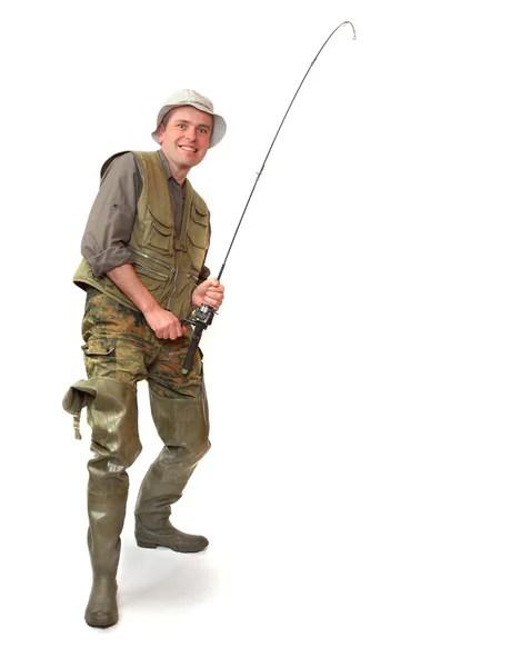 The fisherman with fishing rod. — Stock Photo, Image