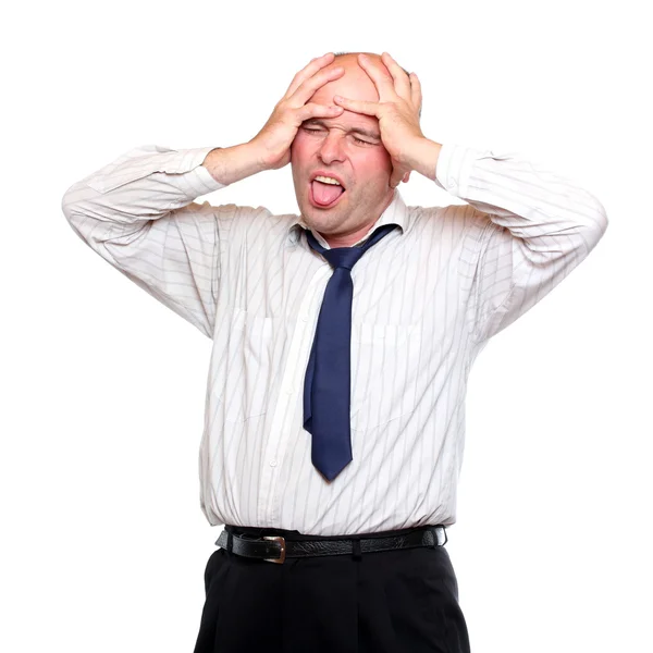 Hombre de negocios frustrado sobre fondo blanco . — Foto de Stock