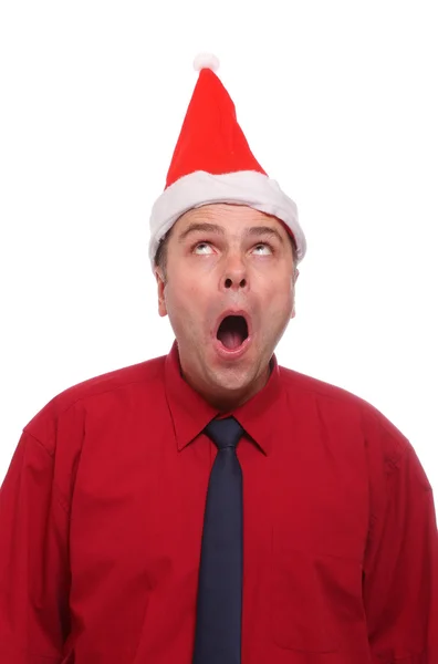 Happy businessman with Santa's cap. — Stock Photo, Image