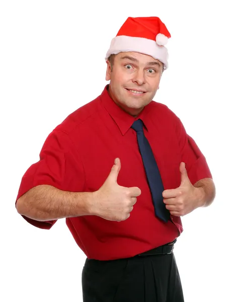 Homme d'affaires heureux avec la casquette du Père Noël . — Photo