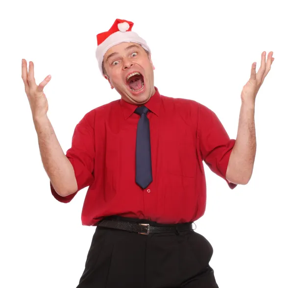 Szczęśliwy biznesmen z czapka Świętego Mikołaja. — Zdjęcie stockowe