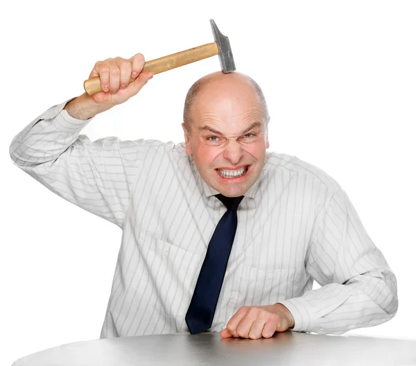 Senior manager very hard brainstorming. Funny picture from office Stock Image