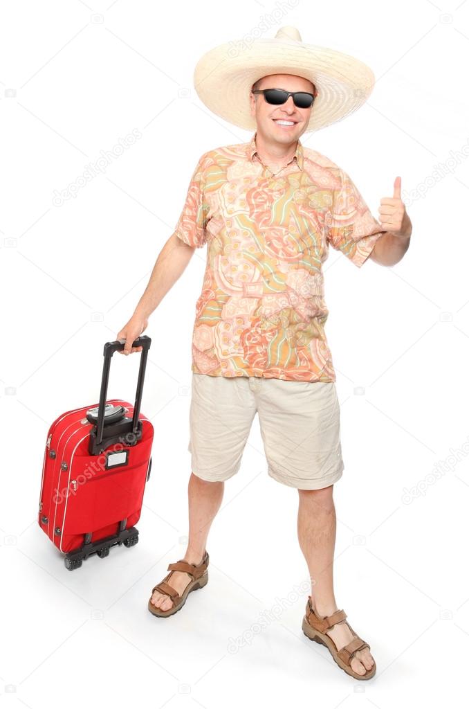 Young successful man going to holidays