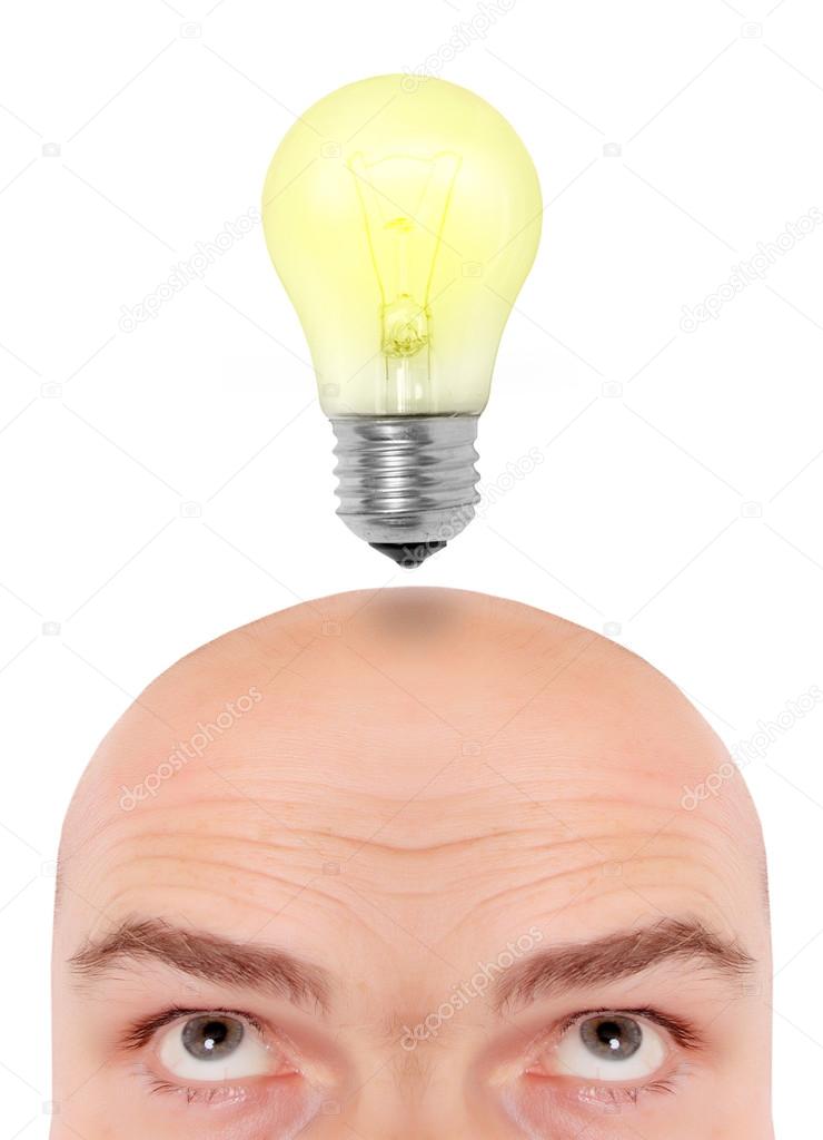 Male head with idea bulb.
