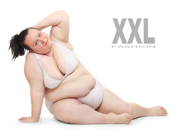 Overgewicht vrouw gekleed in bikini — Stockfoto