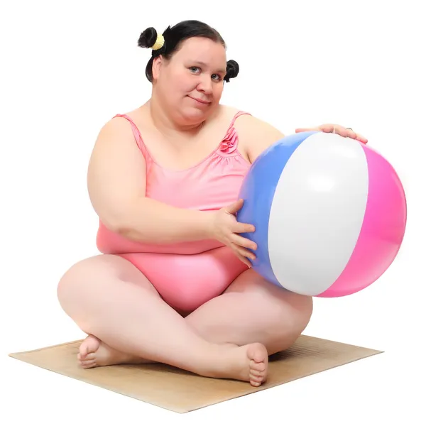 Funny woman with ball — Stock Photo, Image