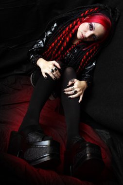 Bizarre red hair Gothic Girl