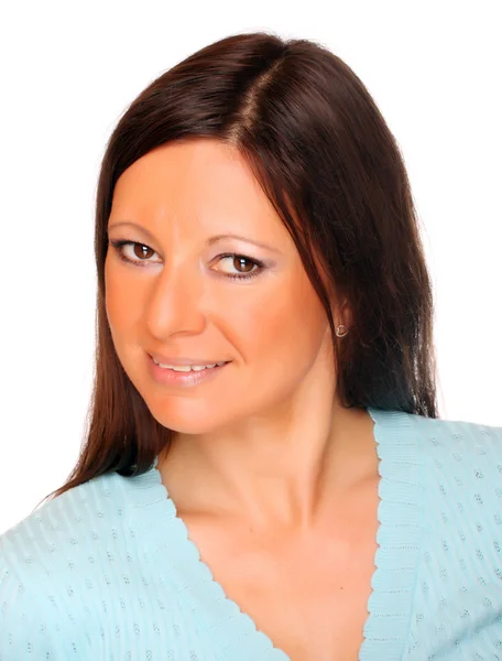 High key portrait of beautiful brunette. Studio shot. — Stock Photo, Image