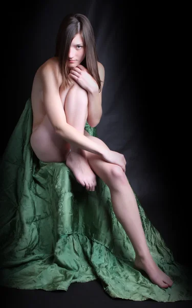 Bild av friska naken tjej över svart — Stockfoto