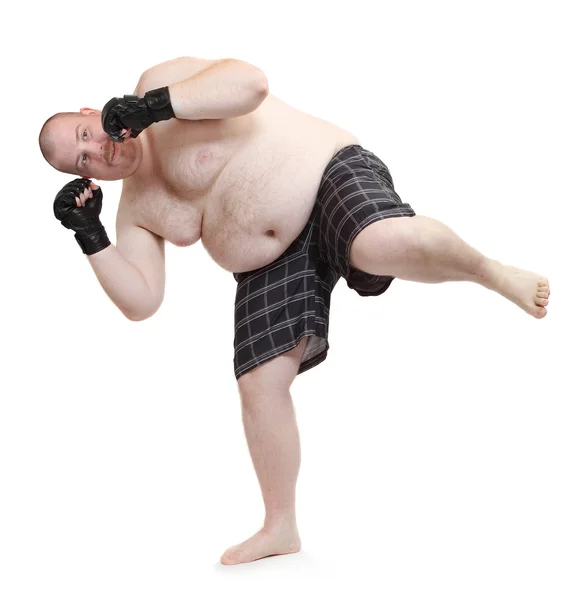 Overweight man exercising. Weight loss concept. — Stock Photo, Image