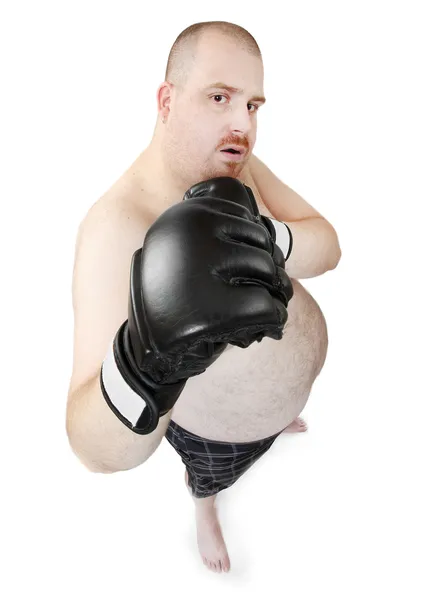 Злой человек в боксёрских перчатках . — стоковое фото