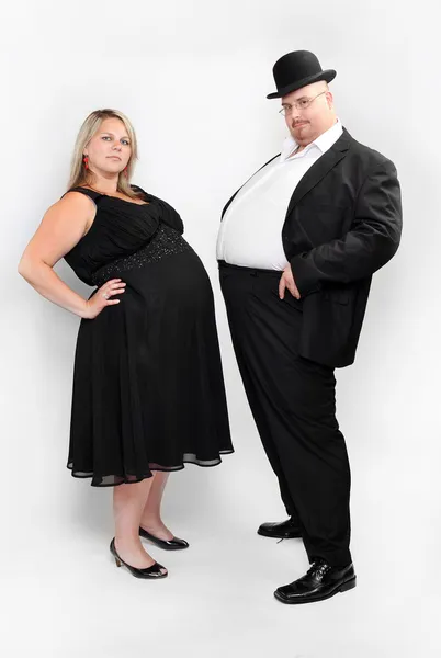 Two overweight business people. Competition and sexism concept. — Stock Photo, Image