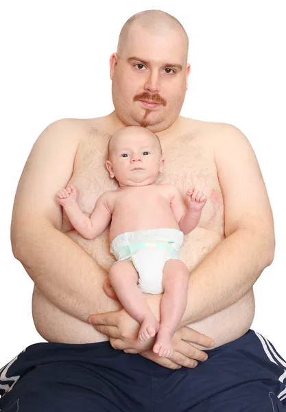 Plus size strong father and his little baby. — Stock Photo, Image