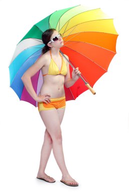 Young girl in swimsuit clipart