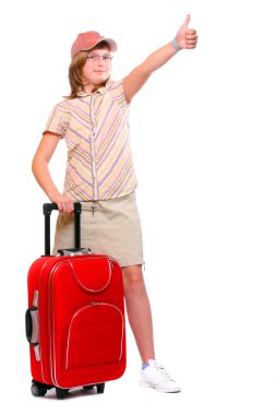 genç kızın tatile gidiyor