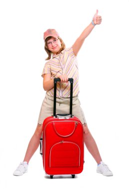 genç kızın tatile gidiyor