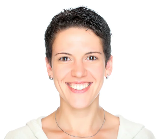 Portrait of a laughing healthy woman with short hair. — Stock Photo, Image