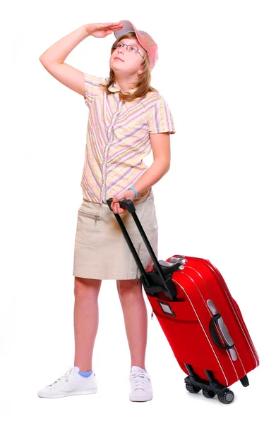 Mladá dívka jde na dovolenou — Stock fotografie