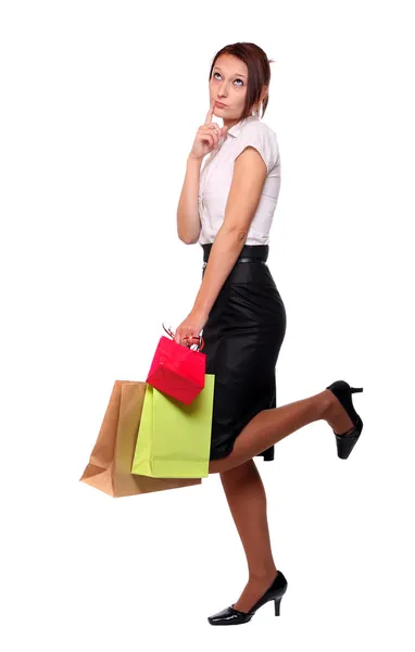 Mujer joven feliz con bolsa de compras . —  Fotos de Stock