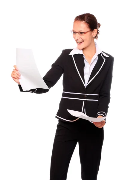Happy businesswoman with new contract. Stock Image