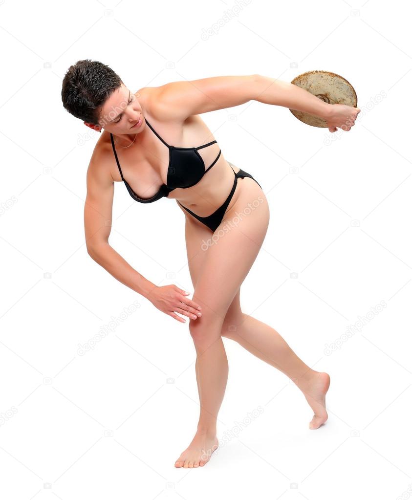 Discus throwing athlete