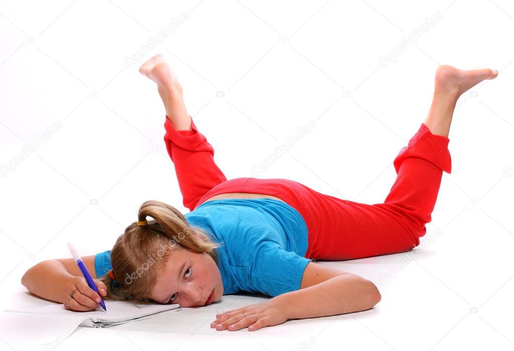 Frustrated student girl after hard studying
