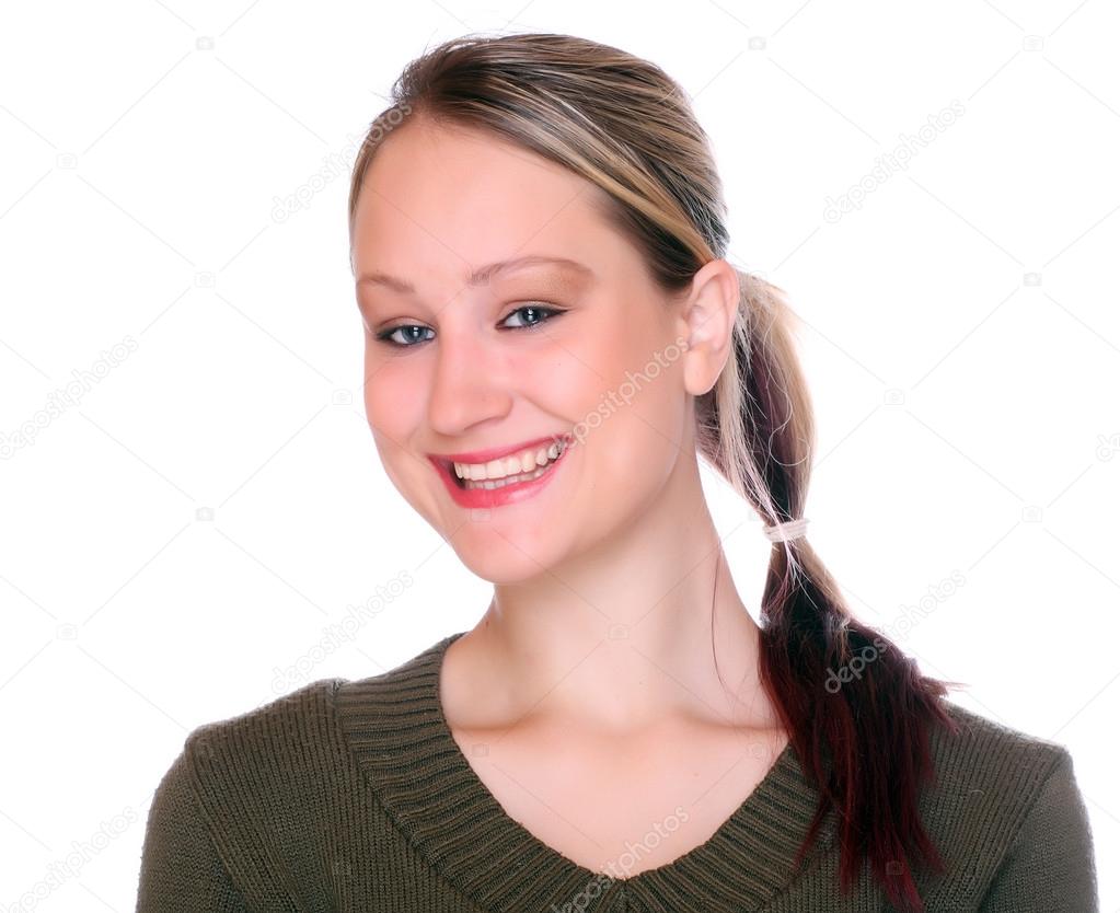 Portrait of smiling young woman.