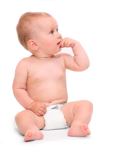 Happy baby in diaper — Stock Photo, Image