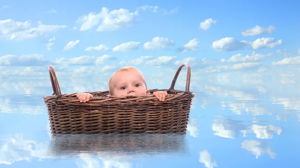 Little sailor in basket. — Stock Fotó