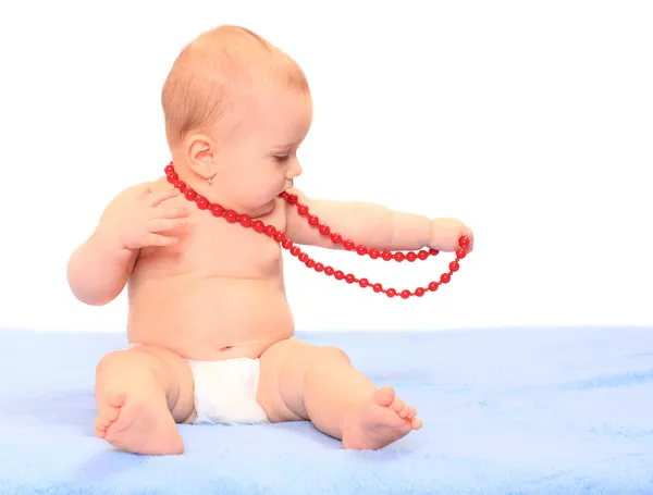Aranyos baba üveg nyaklánc. — Stock Fotó