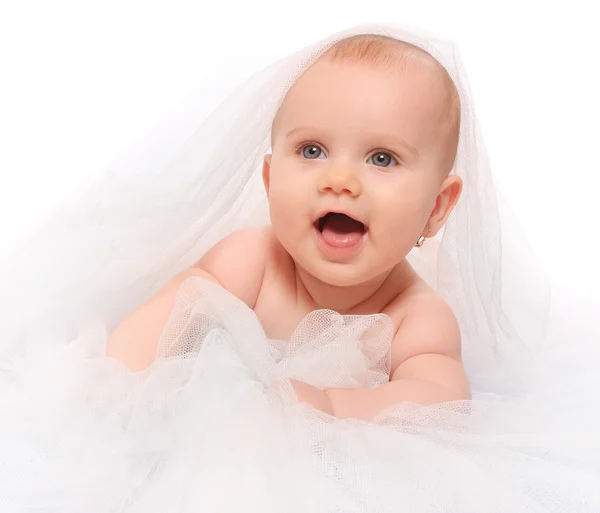 Cute baby on a plushy blanket. — Stock Photo, Image