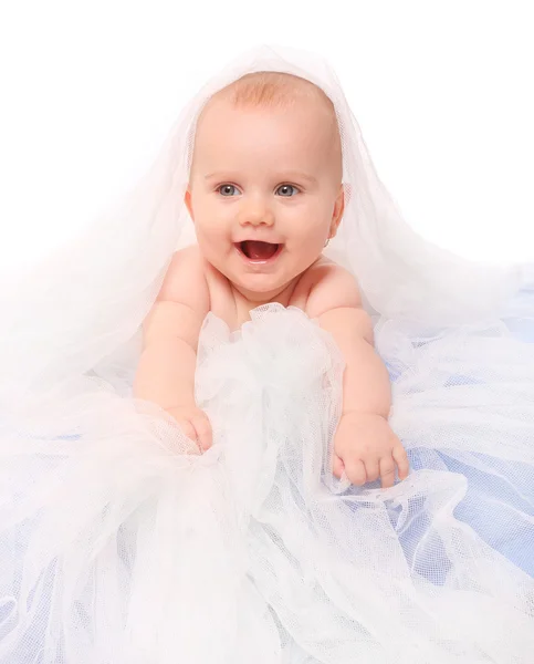 Cute baby on a plushy blanket. — Stock Photo, Image