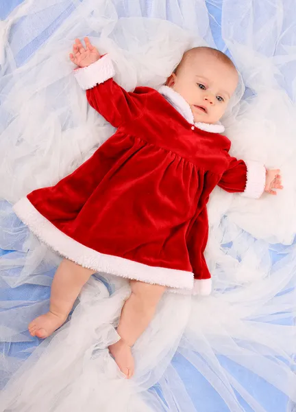 Bonito bebê vestido de Papai Noel — Fotografia de Stock