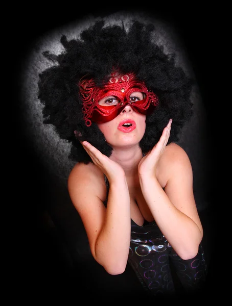 Pretty showgirl dancing on the carnival — Stock Photo, Image