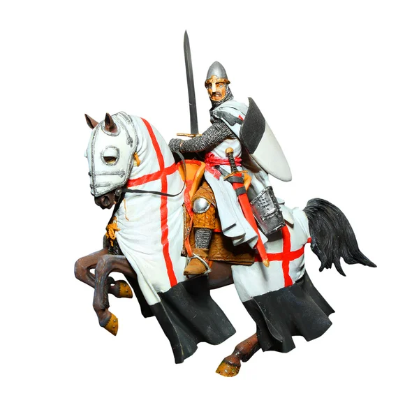 Medieval knight on battle horse — Stock Photo, Image