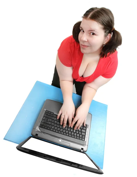 Frustrated woman with laptop — Stock Photo, Image