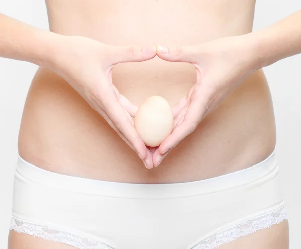 Woman hands holding egg — Stock Photo, Image