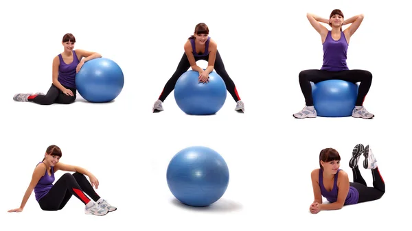 Tiro de una joven deportista con pelota de pilates. Estilo de vida activo . — Foto de Stock