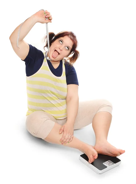 Woman with measure tape. — Stock Photo, Image