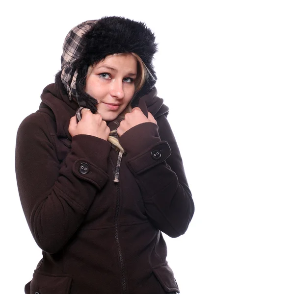 Женщина в зимней шляпе — стоковое фото