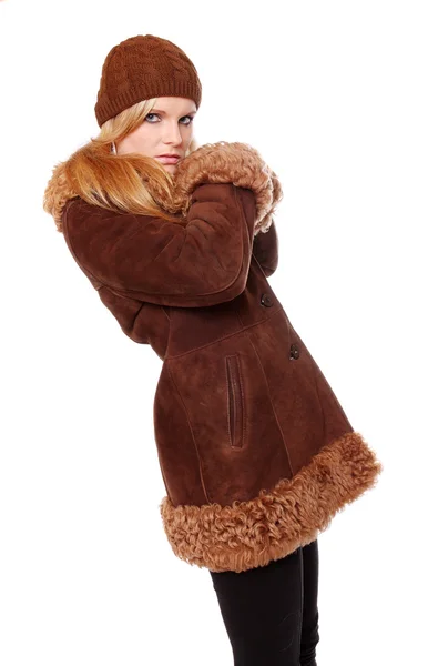 Žena v zimní čepice — Stock fotografie
