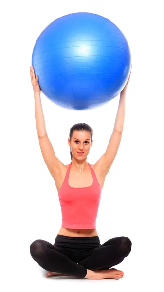Sporty woman with gymnastic ball — Stock Photo, Image