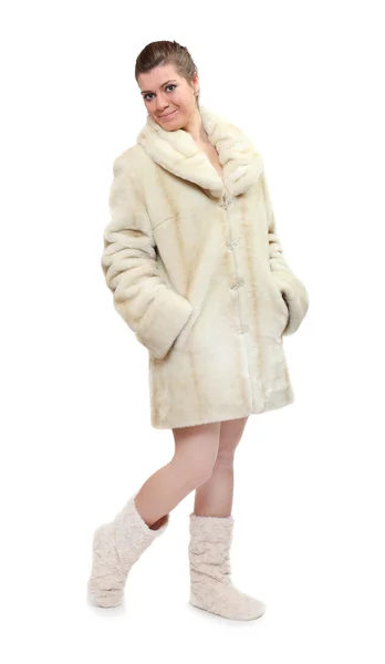 Woman in fur coat. — Stock Photo, Image