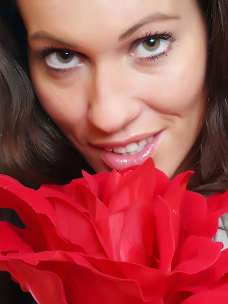 Retrato Hermosa chica con flor . —  Fotos de Stock