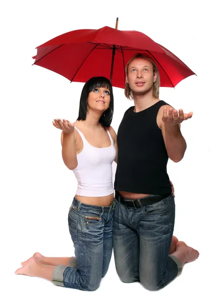 Couple sous parapluie — Photo