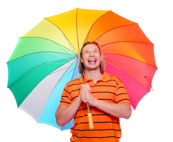 Homem com guarda-chuva de cor — Fotografia de Stock