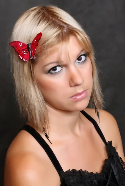 Portrait of beautiful blonde woman. Studio shot. — Stock Photo, Image